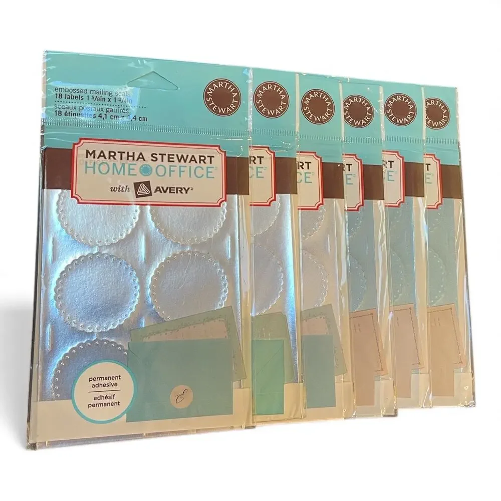 Martha Stewart Avery Silver Embossed Mailing Seals Lot 6 Packs 108 Total Labels
